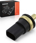 Heavy Duty Engine Coolant Temperature Sensor For Audi And Volkswagen Models, featuring black plastic and metal, perfect for accurate coolant monitoring.