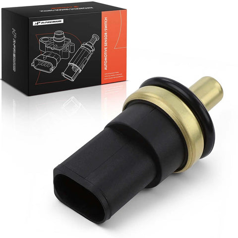 Heavy Duty Engine Coolant Temperature Sensor For Audi And Volkswagen Models, featuring black plastic and metal, perfect for accurate coolant monitoring.