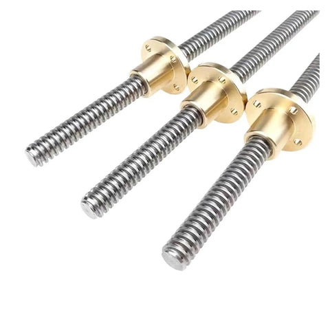 Beefy Ball Screw With Nut 1Pc T14 Trapezoidal Rod Lead Screw Thread 14mm And 6mm Lead Brass Nut for CNC and DIY projects
