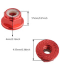 Tune Up Your Ride With These 8 Fresh Red M4 Flange Lock Nuts Built For 1 10 Scale Rc Cars Featuring Serrated Nylon Inserts And Lightweight Aluminum Wheels Upgraded Replacement Hardware, showing red M4 flange lock nut dimensions.