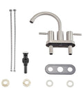 Brushed Nickel 2-Handle Centerset Bathroom Faucet With 360 Degree Swivel High Arc Spout Including Pop Up Drain And Water Hoses