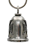 Iron Cross Motorcycle Good Luck Bell With Key Ring For Bikers Pewter Durable Weather Resistant Keychain Charm