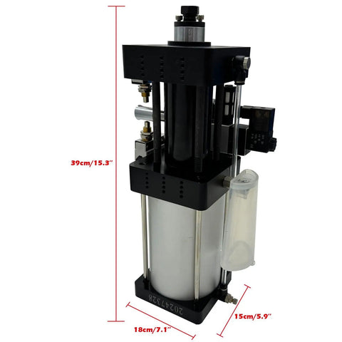 Beefed Up 3000Kg Pneumatic Boosting Cylinder For CNC Clamping And Workpiece Holding 15mm Stroke 3.5T Boost Precision Plus Minus 0.2mm Multi Voltage 24V 110V 220V Easy Mount Tooling Actuator For Machine Tools And Tool Holders, 39cm tall