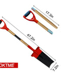 Do It All Steel Square Shovel With D Handle For Digging, Trenching, Lawn Edging And Root Work, Serrated Crescent Edge, 47.2 Inch Length, Red And Black Heavy Duty Garden Spade For Tough Dirt placed against white background.