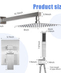 Concealed Dual Function Pressure Balanced Shower Valve With Rainfall Head Hand Shower And Hose In Brushed Nickel Finish dimensions