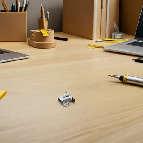 Heavy Duty Double Roller Cabinet Door Catch Stainless Steel Ball Bearing Push Latch on wooden surface with tools nearby