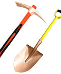 Non Sparking Round Point Shovel And Pick Mattock Set Featuring 39 Inch Shovel And 36 Inch Rock Pick Hammer Pro Grade Heavy Duty Digging Kit