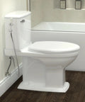 Handheld Toilet Bidet Sprayer With Precision Pressure Jet, CleanSpa Advanced Attachment on white toilet in bathroom setting