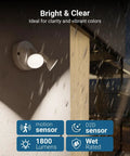 Installed PAR38 LED Dusk To Dawn Outdoor Flood Light Bulb 150W Equivalent 5000K Daylight Motion Activated E26 Base