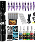 Wireless Tattoo Pen Kit For Beginners With 10 Tattoo Needles And 5 Ink Colors, Complete Cordless Tattoo Machine Set