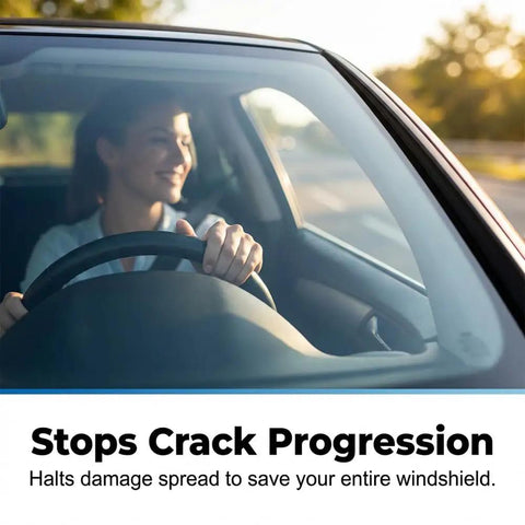 Driver's view through windshield using 2026 Upgrade Windshield Crack Repair Kit for Chips and Cracks, Clear Auto Glass Repair Fluid