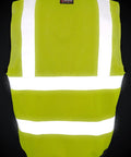 Heavy Duty Green Mesh Surveyors Vest With Loaded Tablet Pockets And Secure Id Sleeve Super Breathable Class Two Compliant Jobsite Safety Gear For Hardcore Seasoned Crews 3XL back view with reflective stripes.