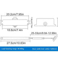 Dimension diagram of Cast Aluminum Door Closer With Adjustable Hydraulic Soft Close And Smart Closing Detection For Hands Free Auto Close, Durable Residential Door System, 24 Inch Model, Smooth, Quiet, Easy Install.