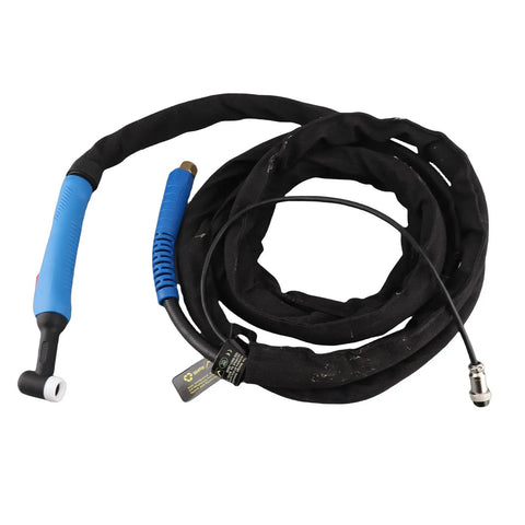 Pro Grade TIG Welding Torch With 4 Meter Cable Length Flexible Torsion Gun detailing blue handle and connectors