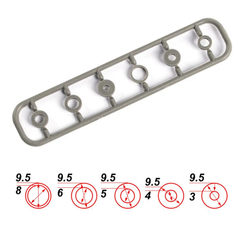 Adapter rings for 2 Vane Direct Drive Nylon RC Propeller Set in Gray, various sizes from 9.5 to 3mm
