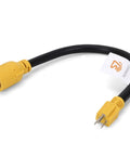 Heavy Duty 20 Inch Power Adapter Cord Converts House Plug To 30A Twist Lock Outlet Built Like A Tank Waterproof Electrical Converter Dead Simple Setup For Rv Campers, showing the 30A end and 15A plug.