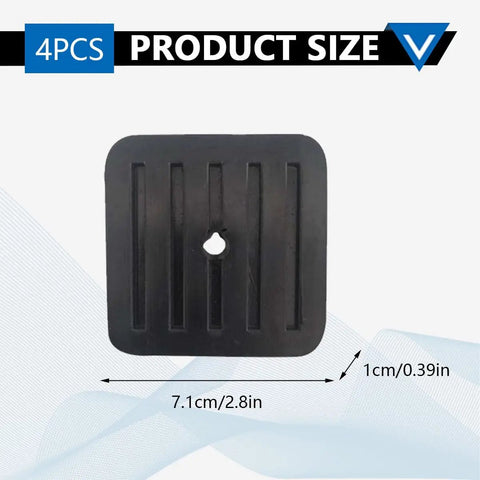 Four Pack Mini Split Anti Vibration Pads For Air Conditioners Shock Pads And Wall Mount Bracket Rubber Isolator Pads For Ductless Mini Split Condenser Outdoor HVAC Heat Pump System Black showing product size dimensions 7.1cm x 1cm
