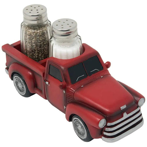 Red Pickup Truck Salt And Pepper Shaker Set For Farmhouse Kitchen Decor Rustic Resin Figurines And Decorative Spice Rack Gift
