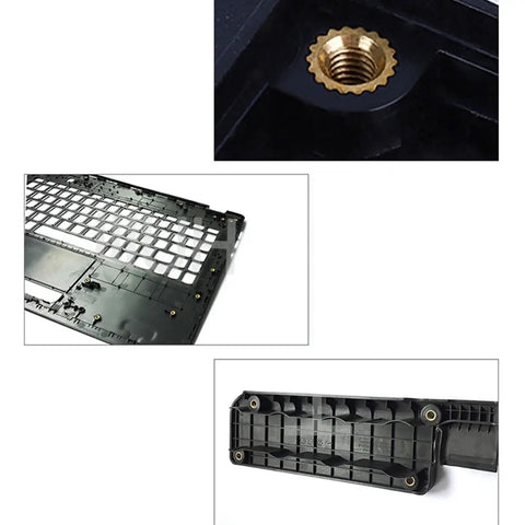 Cool Brass Knurled Insert Nuts For 3D Printing M2 To M6, showcased in a black plastic assembly with threading details.