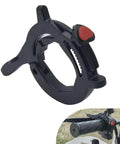 Universal Motorcycle Throttle Cruise Control Booster With Anti Slip Grip To Slash Hand Fatigue And Keep You Chill During Long Highway Cruises In Durable Matte Black seen from the side, showcasing the locking mechanism.