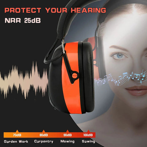 AM FM Radio Headphones With Digital Display 25dB NRR Safety Earmuffs For Mowing Snow Blowing Construction And Workshops Ideal