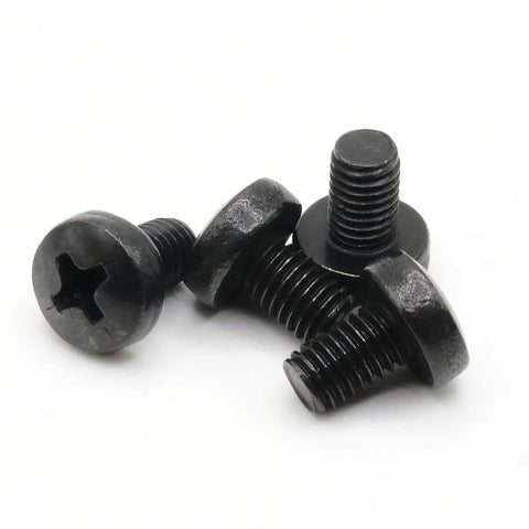 Rear License Plate Screws For Tesla Model 3 M3 Stainless Steel Black Oxide 8mm Long M5 Pack Of 4 on white background
