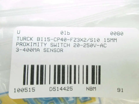 Label of 15mm Proximity Switch Sensor For 20 To 250V AC Power, Industrial Grade with 3 To 400 mA Output, Model D514425