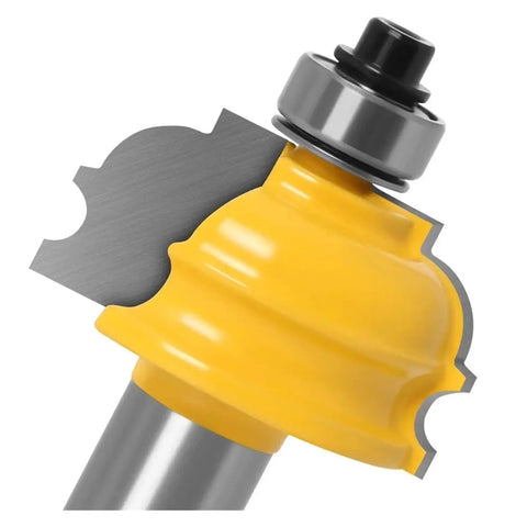 12mm Or 1/2in Shank Architectural Molding Router Bit For Pro Woodworking Carving Decorative Trims And Complex Profile Shaping Your Home Projects close-up view with yellow body and steel blade