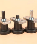 Top Tier Indexing Plunger With Flange Mount And M6 M8 Threads features black bases and silver metal tops in three configurations.