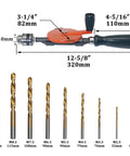 Workhorse Hand Drill Kit Three Eighths Inch Manual Drill With Nine Piece High Speed Steel Bit Set Chuck And Key for Wood Plastic Soft Metal