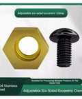 Beefy Hexagonal Eccentric Clamps Set For Workholding, Heavy Duty Stainless Steel Cam Fixture Clamps With Nuts, 6 Piece, Thread Size M4 to M16