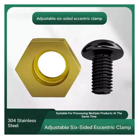 Beefy Hexagonal Eccentric Clamps Set For Workholding, Heavy Duty Stainless Steel Cam Fixture Clamps With Nuts, 6 Piece, Thread Size M4 to M16