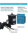 1 To 3 Axis NEMA 34 Closed Loop Stepper Motor With Encoder Driver Hybrid Servo Pro Grade 4.5 8.5 12 Nm 6A 86mm Kit Includes 400W Power Supply And Five Kit Power Supplies For CNC Milling Robotic Projects. NEMA 34 motor and HBS86H driver with cables