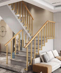 Rock Solid Gold Stair Railing Balusters With Heavy Duty Side Mount Posts And Flexible 270 Degree Adjustable Bracket For Outdoor Deck Porch Fencing No Sweat Setup Top Shelf Quality Kit Included on modern stairs.