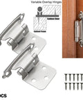 2 Pack Overlay Cabinet Hinges Self Closing Semi Concealed Hinges for face flush mount kitchen cabinet doors and screws