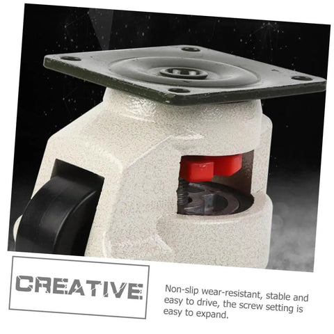 Smooth Riding Heavy Duty Swivel Caster Wheels 4 Pack With Adjustable Leveling Plates Premium Nylon Steel Construction close-up of adjusting plate.
