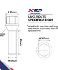 Kickass M14x1.25 Lug Bolts For BMW And Mini Whips Featuring Conical Seat 45Mm Shank 17Mm Hex Black Dacromet Finish specifications