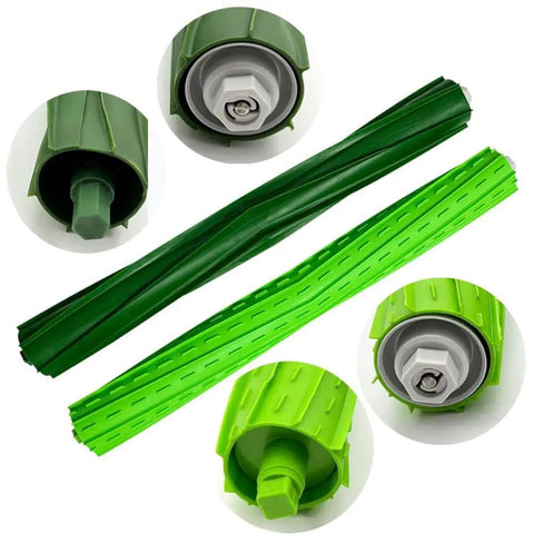 Roomba S9 Replacement Parts Kit For iRobot Roomba S9 9150 S9 Plus 9550 Includes Two Rubber Brushes in green close-up view