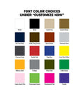 Color chart for Custom Morale Name Tapes With Border 1x5 Patch For Uniforms, includes Coyote Brown, Air Force Blue, etc.