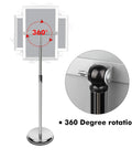 Adjustable Pedestal Poster Sign Stand For 8.5 x 11 Posters, Floor Standing Display With 360 degree rotation feature shown