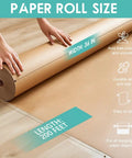 Person rolling out Brown Kraft Paper Roll 36 Inch Wide By 200 Feet Long 70Gsm 50Lb Unwaxed Uncoated Kraft Sheet for DIY Crafting