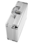 Tough As Nails Lockable Aluminum Alloy Toolbox With Shock Absorbing Foam Insert Portable Hard Storage Case For Crews On The Road Built Different To Keep Your Gear Locked Tight Daily, silver exterior, top view.