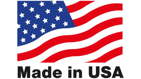American flag design with text 'Made in USA' beneath, featuring red and white stripes and blue star field.