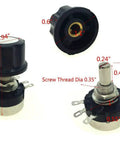 5K Ohm 6mm Shaft Rotary Taper Potentiometer With Knob, Carbon Film, Single Turn, 3 Terminals, Round Shaft, Compact 25x14mm Body