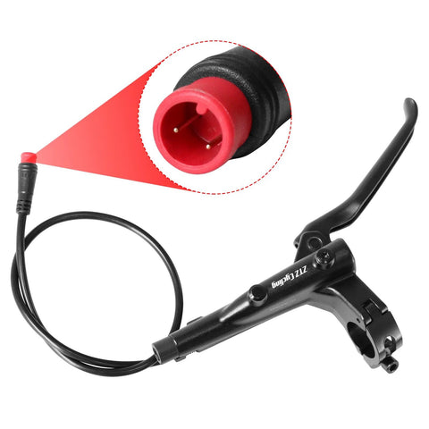 ZTZ MTB hydraulic disc brake kit with 2-piston lever, black finish, red 2-pin connector, front 950mm and rear 1880mm hoses