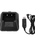 2 Pack UV5R Radio Charger Dock With Built In Indicator Light for UV5R Plus radios, includes USB cable, ABS construction, easy docking.