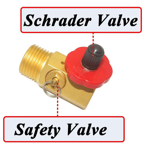 Heavy Duty Air Tank Manifold With Shut Off Valve And Relief Valve, featuring Schrader and safety valves