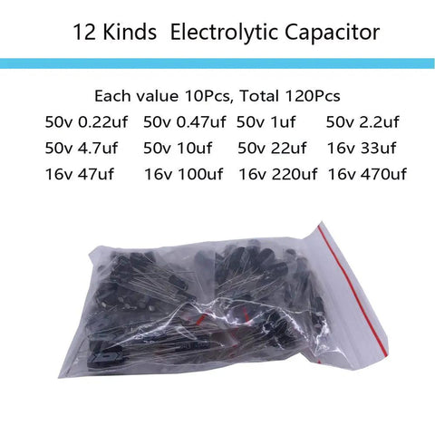 All In One Electronic Component Kit With 1390 Pieces Including LED Diodes, Metal Film Resistors, Electrolytic Capacitors in bag
