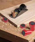 Six Pack Clamp Set For 3/4 Inch 19mm Workbench Holes With Non Slip Pads And Durable Aluminum Alloy MFT Stops on wooden board