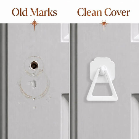 Comparison of old marks with Ceramic White Cabinet Triangle Pulls 4 Pack With 1.6 Inch Backplate Hides Scratches Like A Pro.